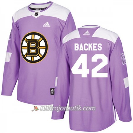 Män Ishockey Boston Bruins Tröja David Backes 42 Adidas 2017-2018 Lila Fights Cancer Practice Authentic